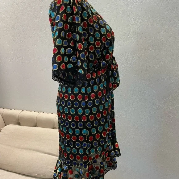 House of Harlow 1960 x REVOLVE  Cruz Dress Noir Polka Dot Metallic XS - Picture 6 of 13